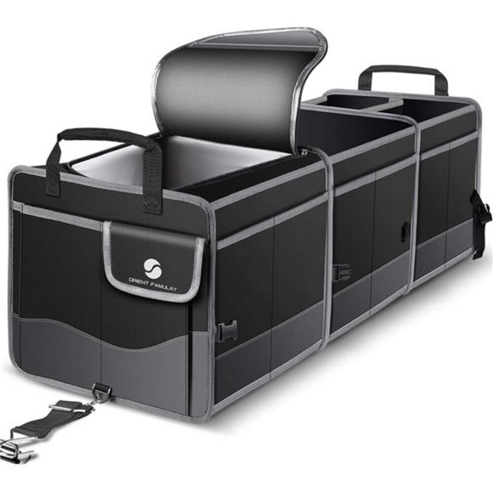 Trunk Organizer with Cooler, Collapsible Trunk Storage w/ Non Slip Bottom Strips
